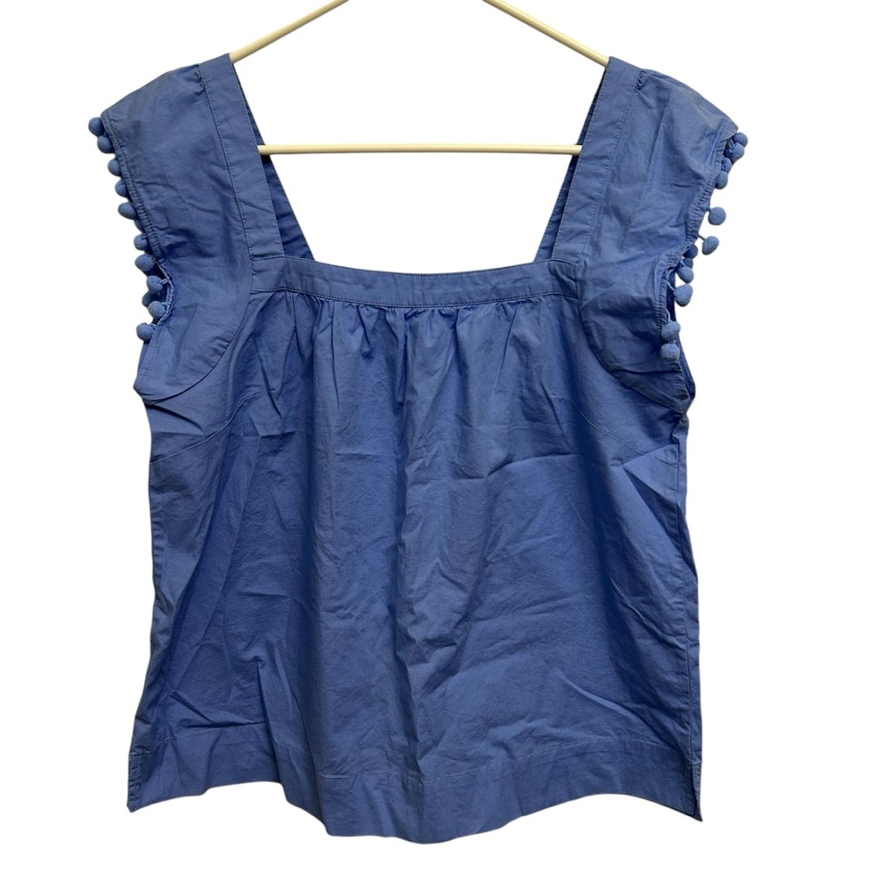 J. Crew Blue Pom Pom Lined Boxy Tank